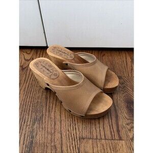 Candies Wooden and Leather  Sandals Brown Women’s Size 9